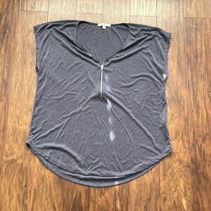 Sleeveless Blue/Gray Top with Zipper in Front